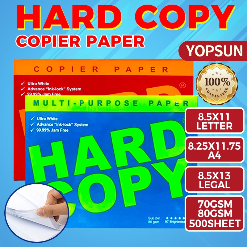 Hard Copy Bond Paper Short A4 Long 70gsm & 80gsm Copy Paper