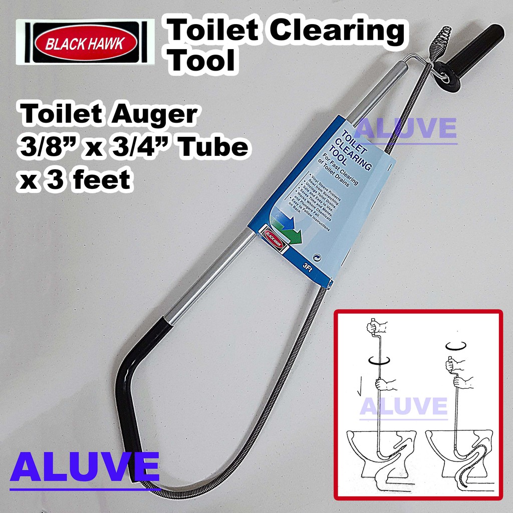Black Hawk Toilet Auger, 3Foot Toilet Auger Snake with Drop Head to