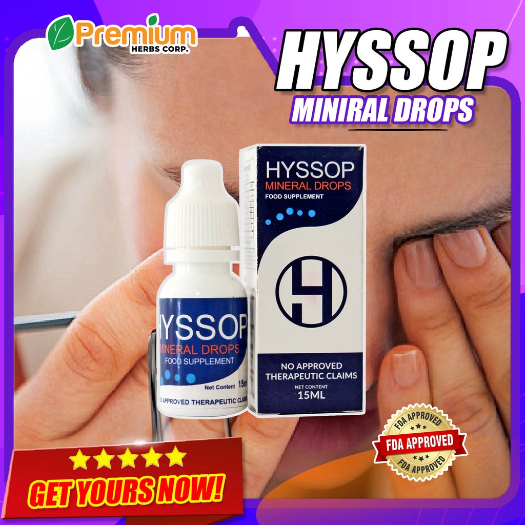 THE BEST SELLER 100 ORIGINAL HYSSOP MINERAL EYE DROPS for Sore Eyes