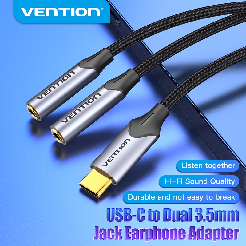 Vention Type C to Dual Earphone and Mic Jack Adapter for Laptop