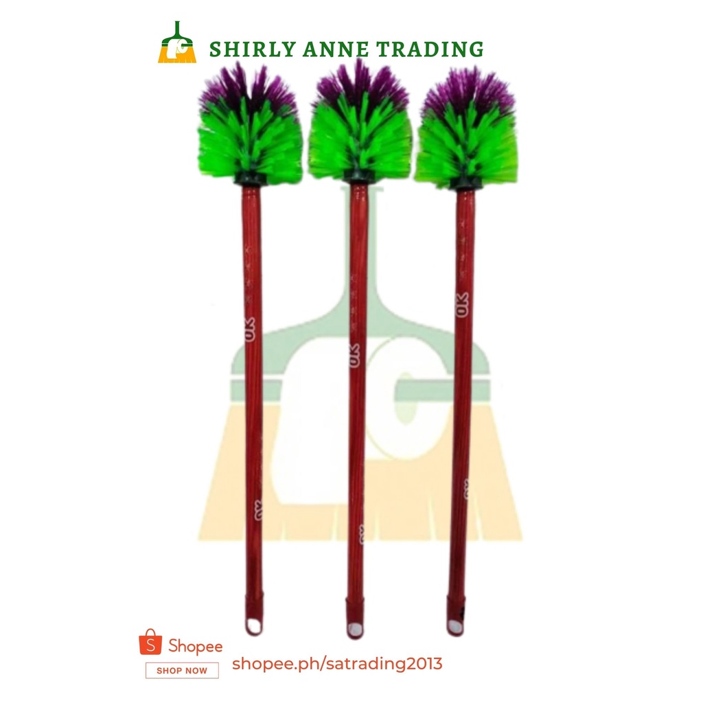 Toilet Bowl Brush, Round, With Handle, Assorted Color 1piece Shopee