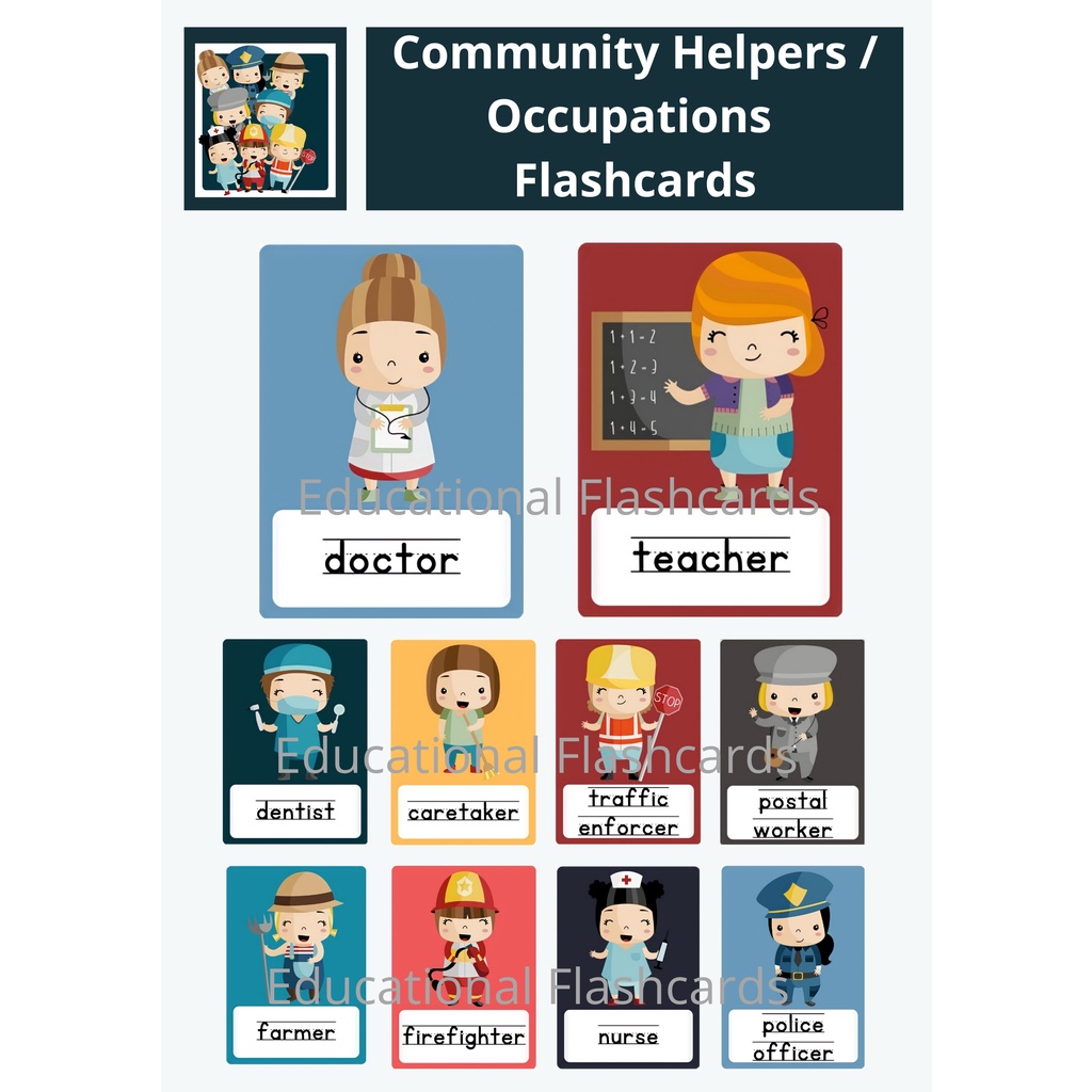 Community Helpers / Occupations Professions Jobs Laminated Flashcards