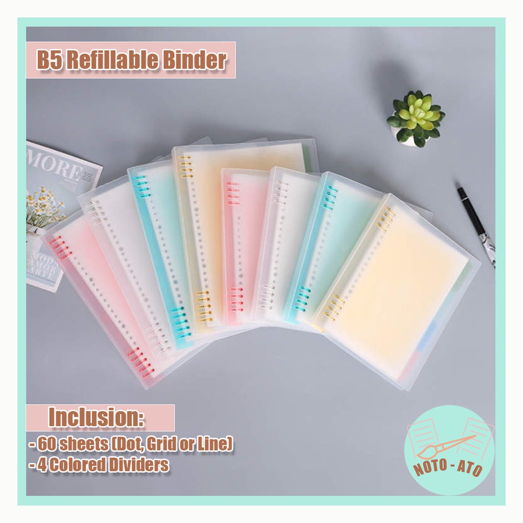 B5 Binder Notebook Refillable (includes sheets and divider) Shopee