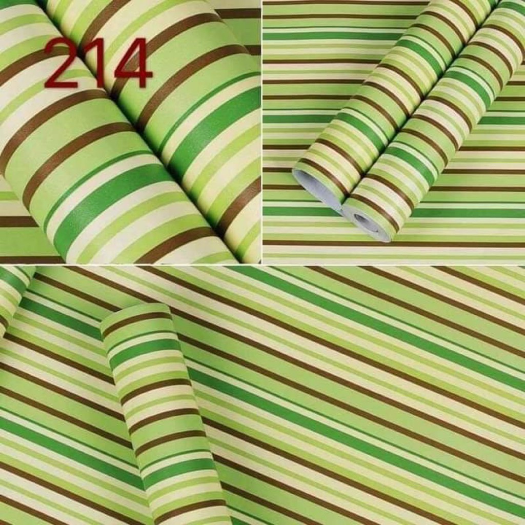 Green stripe DIY Waterproof wall paper Pvc Wallpaper self adhesive home