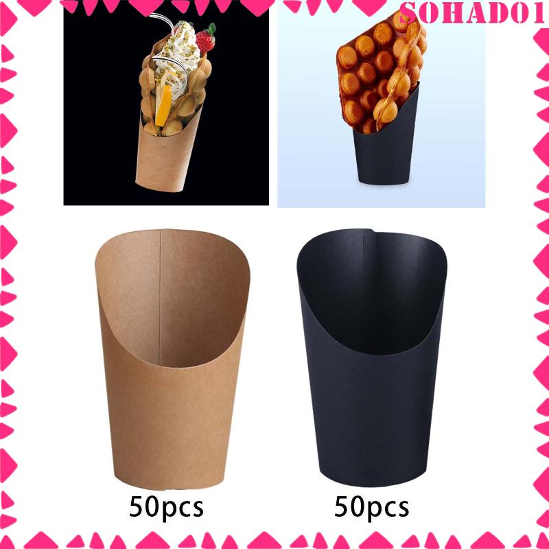[sohad] French Fries Box Kraft Paper Cups Holder Party Baking Supplies