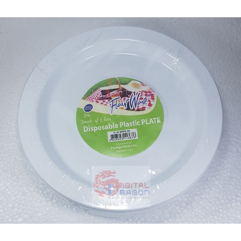 FLAIRWARE COLORED DISPOSABLE PLASTIC PLATES (PINK/BLUE/WHITE/YELLOW) WITH TOUCH OF CLASS 25