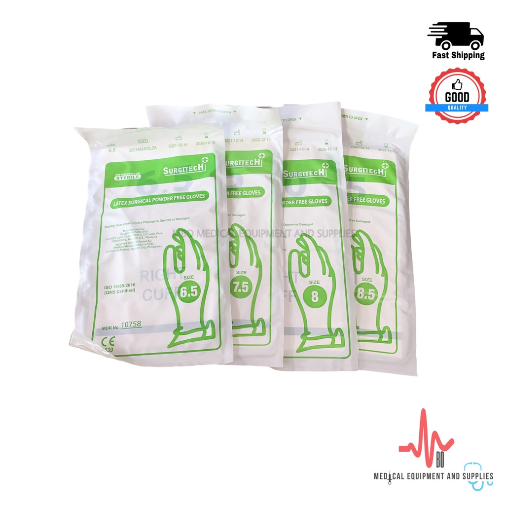 Surgitech Sterile Surgical Gloves 6.0, 6.5, 7.0, 7.5, 8.0, 8.5 (Per Pair) Shopee Philippines