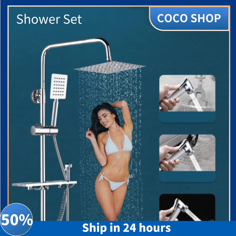 Shower Head Water Heater Shower Set With Faucet Hose Hot And Cold