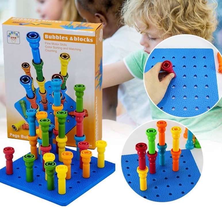 Children's early education nail building blocks toy stacking nail board