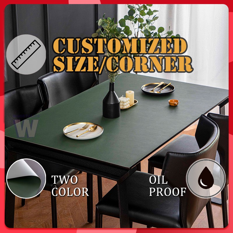 Custom Leather Tablecloth Waterproof Oil Proof Solid Color table mat