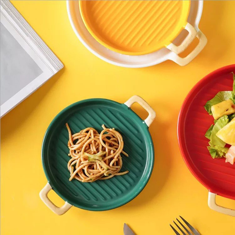 Damascus Ribbed Rectangular and Round Ceramic Serving Tray Shopee