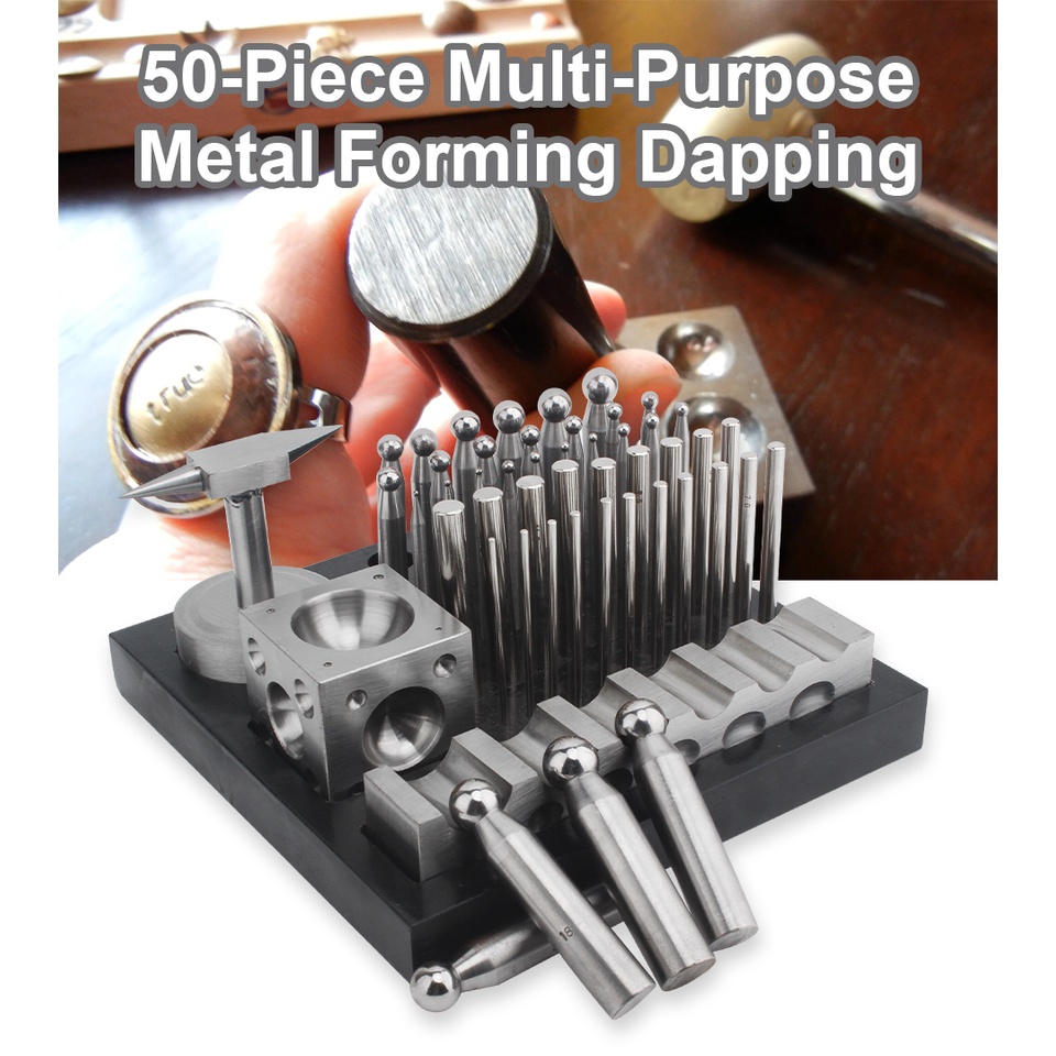 50Piece MultiPurpose Metal Forming Dapping Set w/ Block, Anvil