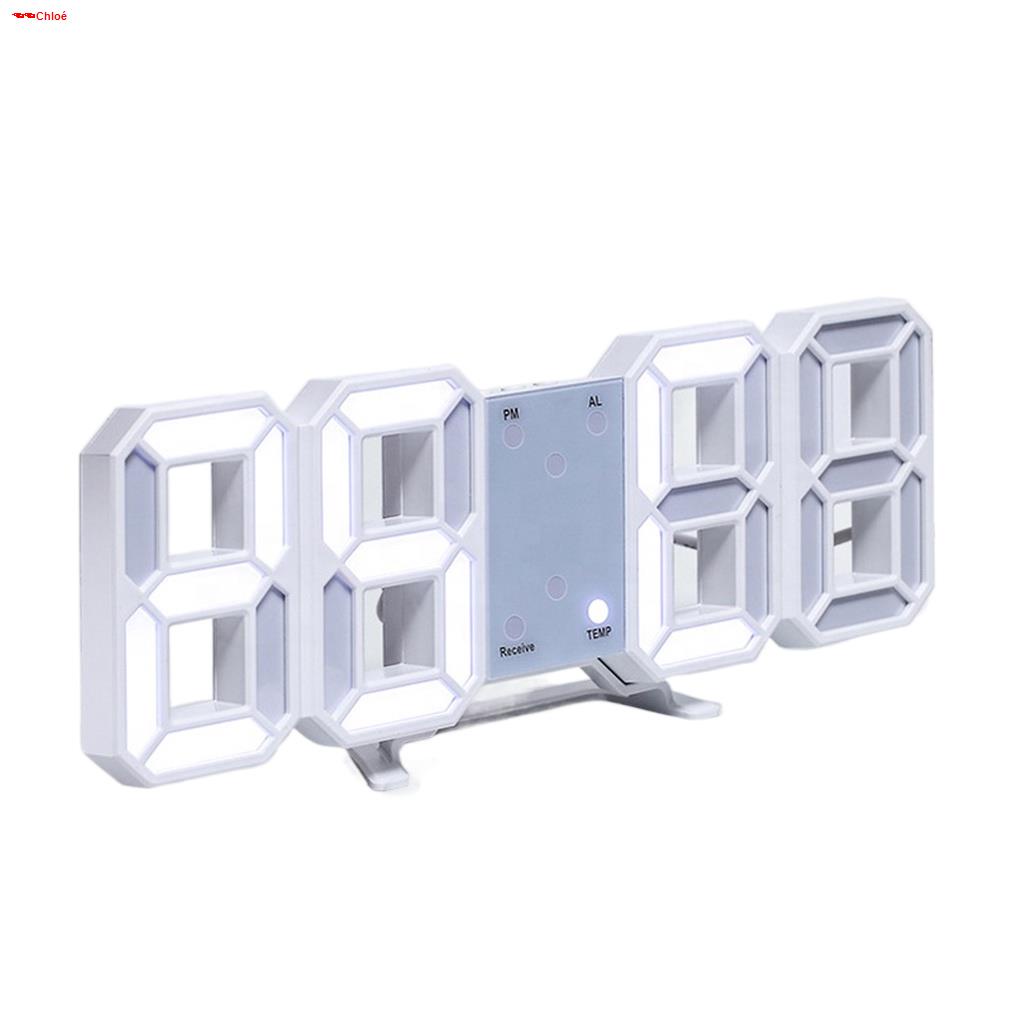 3D LED Wall Clock Modern Digital Alarm Clocks Display Home Kitchen