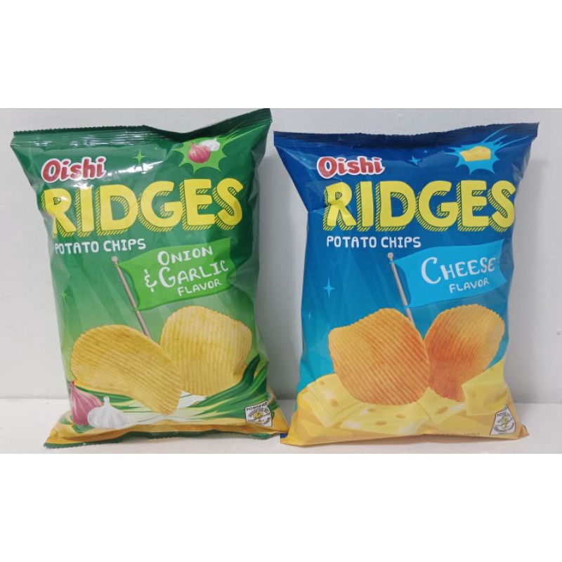Oishi Ridges Potato Chips Cheese/Onion & Garlic Flavor 60g Shopee