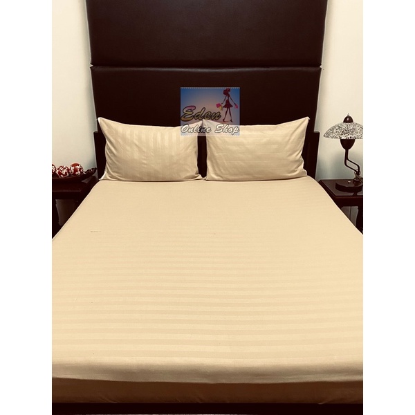 3in1 Fully Garterized Plain Canadian Cotton Bedsheet (Stripe Embossed) Shopee Philippines