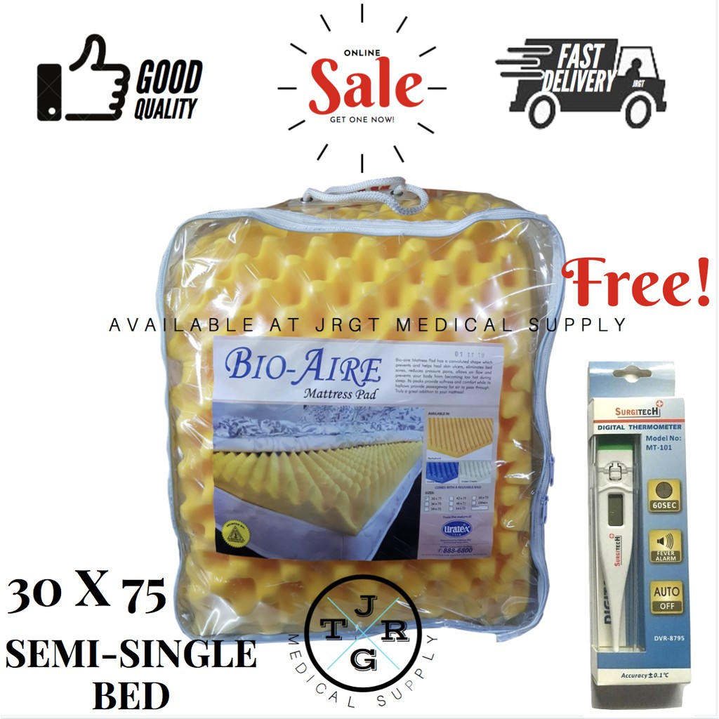 BioAire Egg Crate Anti Bedsore Mattress (30x75) (URATEX)(Yellow