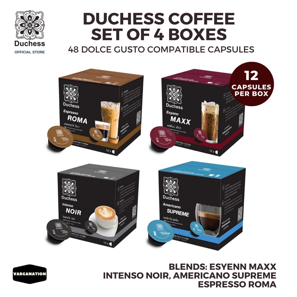 Dolce Gusto Capsules Duchess Coffee Set of 4 48 Pods Bundle