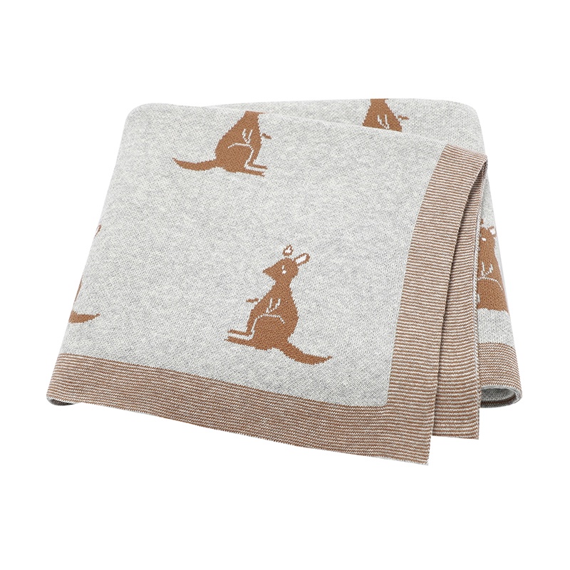 Cute kangaroo Knit Baby Blanket For Newborns Baby Soft Cotton Stroller