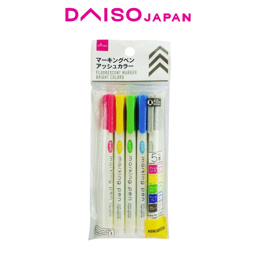 Daiso Bright Fluorescent Highlighter Pens (5 pieces) Shopee Philippines
