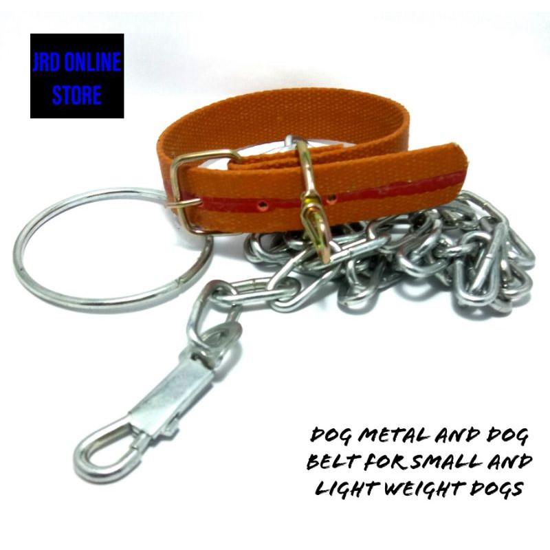 DOG METAL CHAIN AND DOG NECK BELT (For Small and Light Weight Dogs