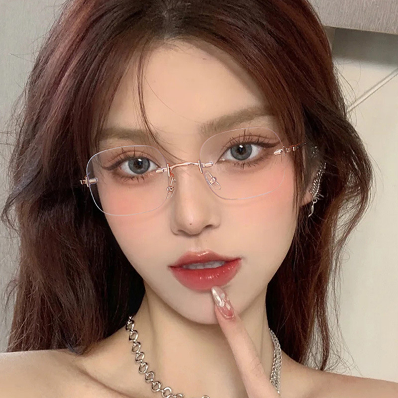 Korean Fashion Rimless Sunglasses Metal Frame Sun Glasses Shopee