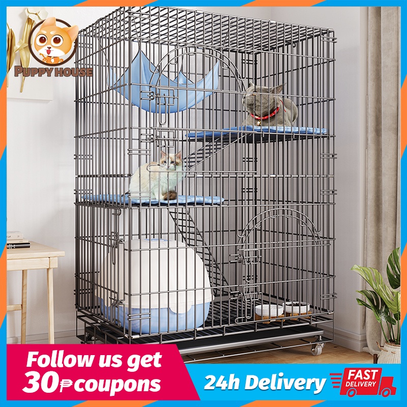 2/3 Layer Cat Cage Pet Cat Villa With Leisure Place Easy Assemble Large