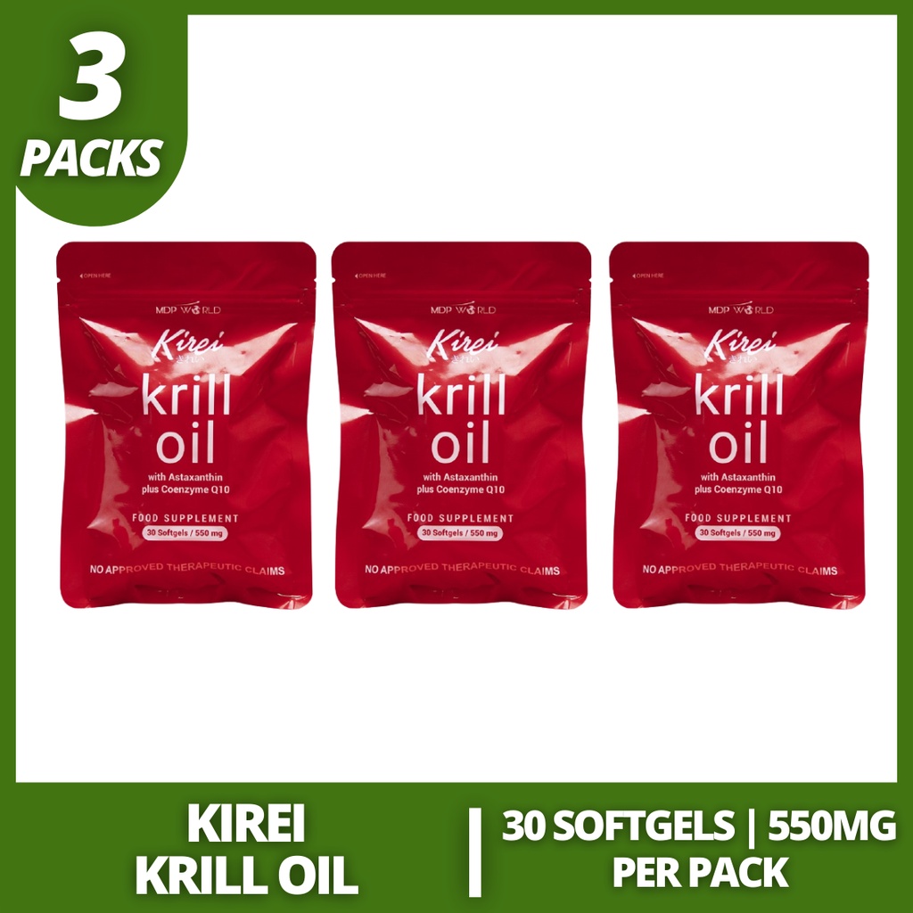[SET OF 3 PACKS] Kirei Krill Oil with Astaxanthin plus Coenzyme Q10 (30