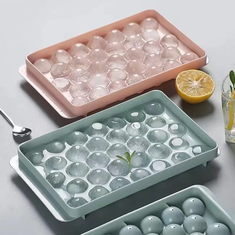 33 Compartment Round Ice Cube Shaper with Square Lid DIY Freeze Mold