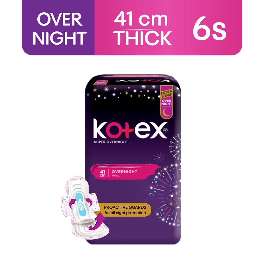 Kotex Super Overnights Feminine Pads 41cm 6 Pads Shopee Philippines