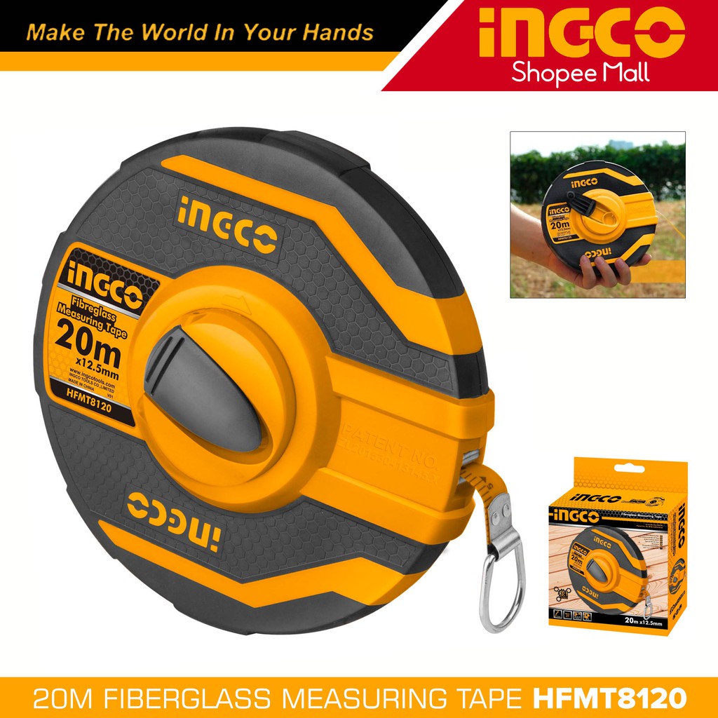 Ingco Fiberglass Measuring Tape 20m HFMT8120 / 30m HFMT8130 _H Shopee