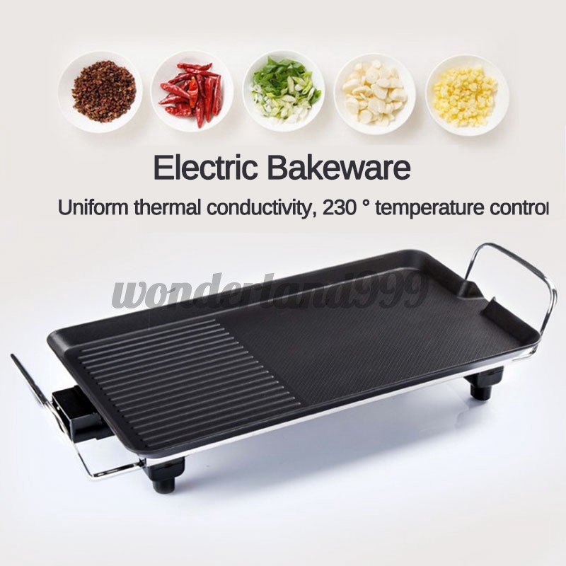 Electric Teppanyaki Table Top Grill Griddle Barbecue Nonstick Plate
