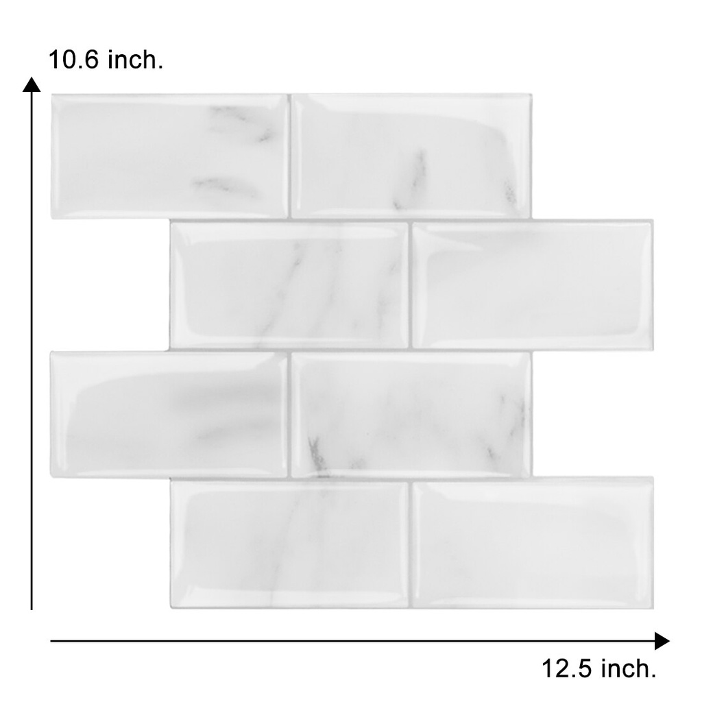 12*12 Inch 3D Tile Sticker White Herringbone Backsplash Sticker Peel