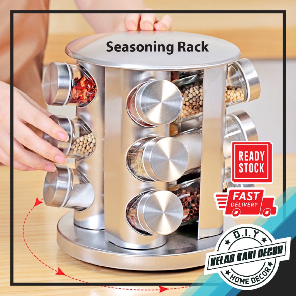 Stand Seasoning Rack 21.5cm/27.5cm Spice Rack 12Jar/16Jar Revolving