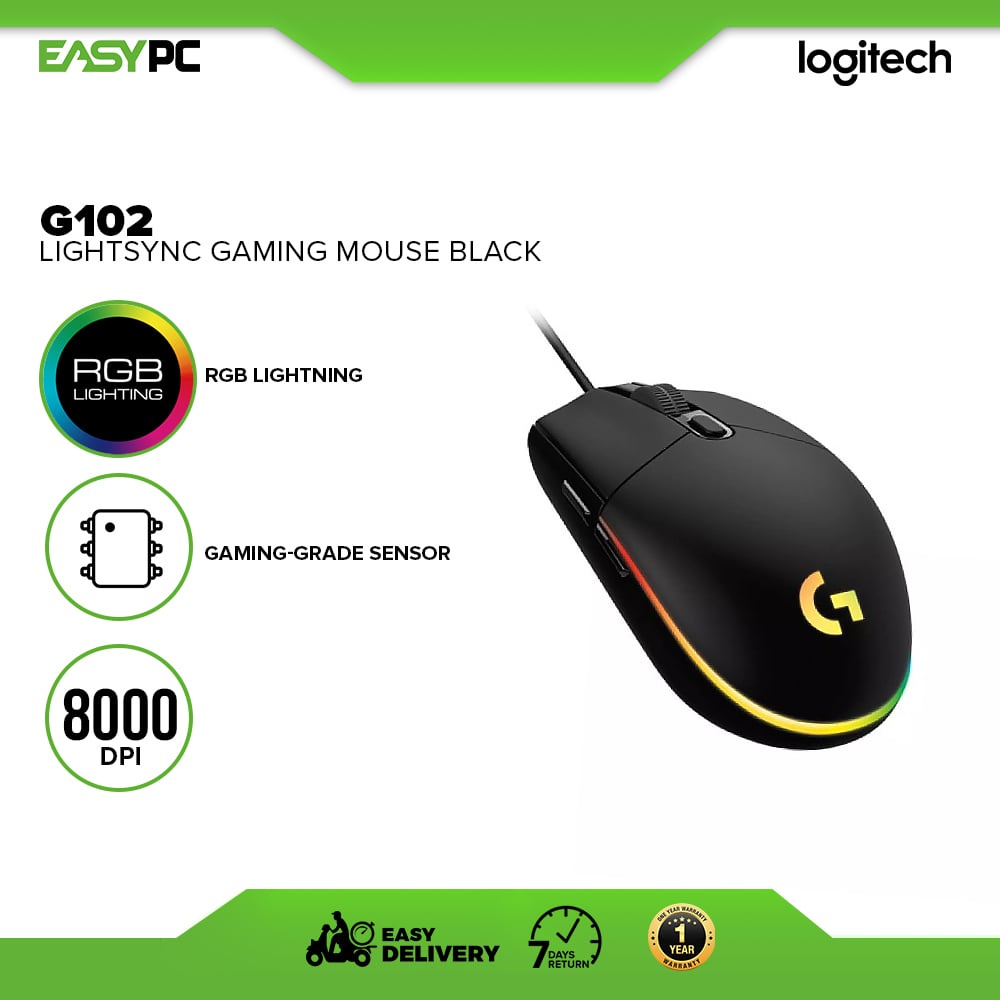 Logitech G102 Lightsync Optical Gaming Mouse Builtin Storage