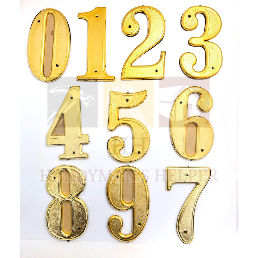 5'' GOLD HOUSE NUMBER PLATE DOOR PLATE 5inch Large GOLD HOUSE NUMBER