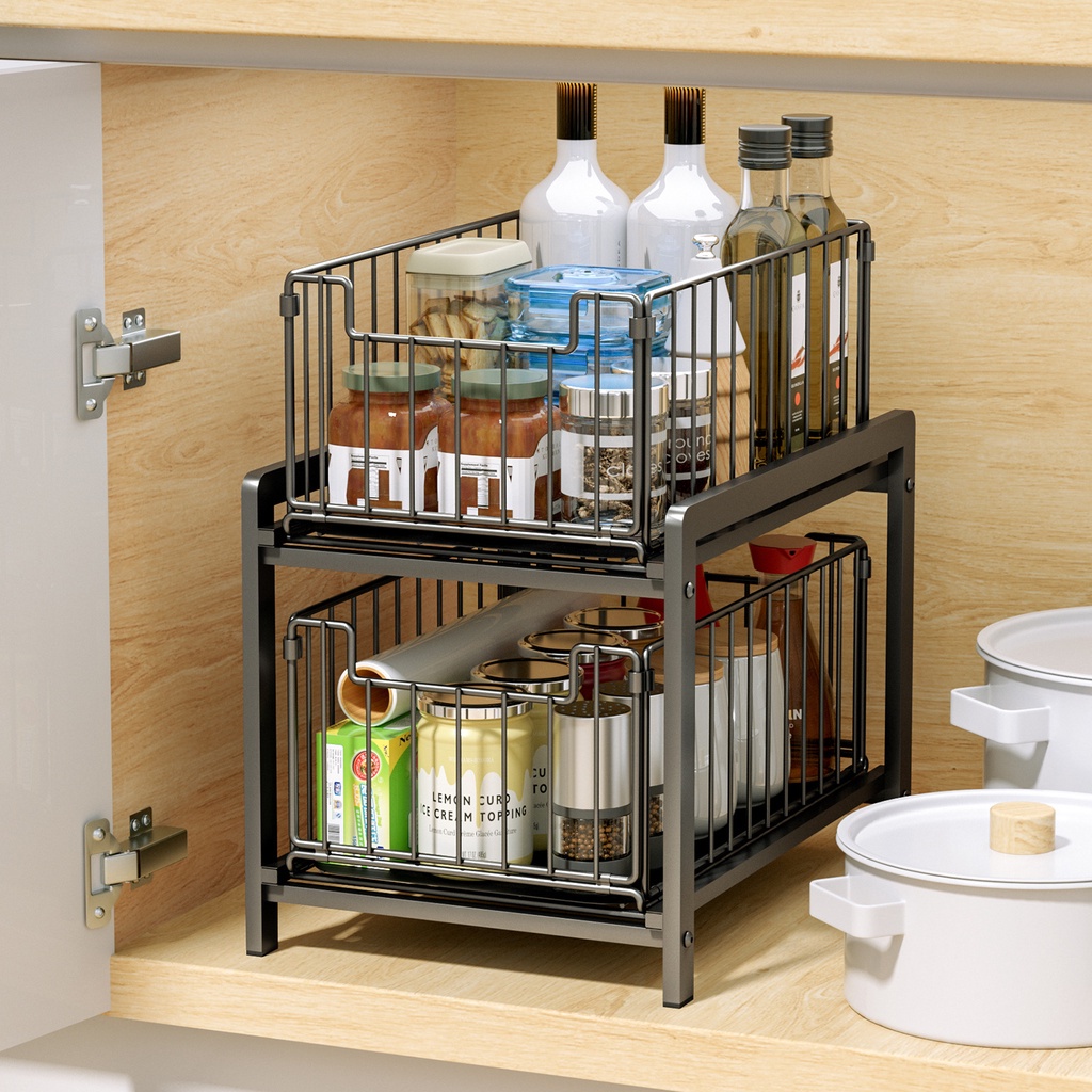 kichen organizer 2Tier Kitchen Sink Rack With Sliding Drawer