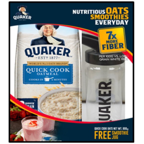 Quaker Quick Cook Oats 800g Free Smoothie Jug Shopee Philippines