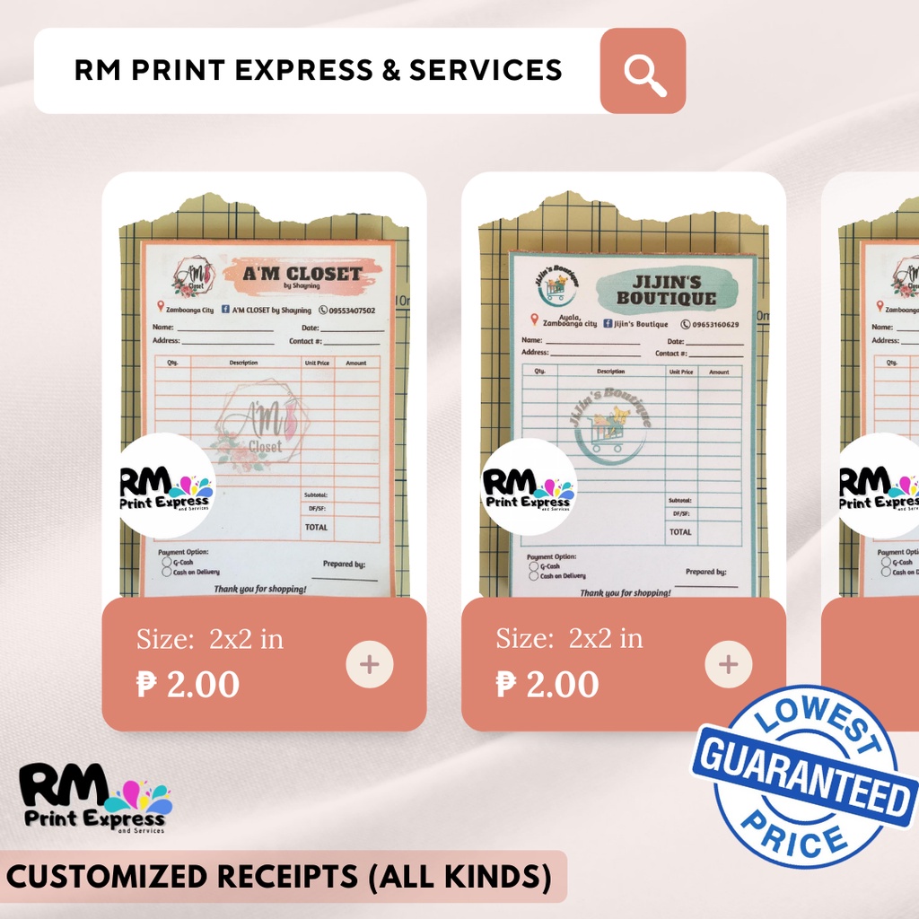 ACKNOWLEDGEMENT RECEIPS NOTEPADS CUSTOMIZED RECEIPTS Shopee