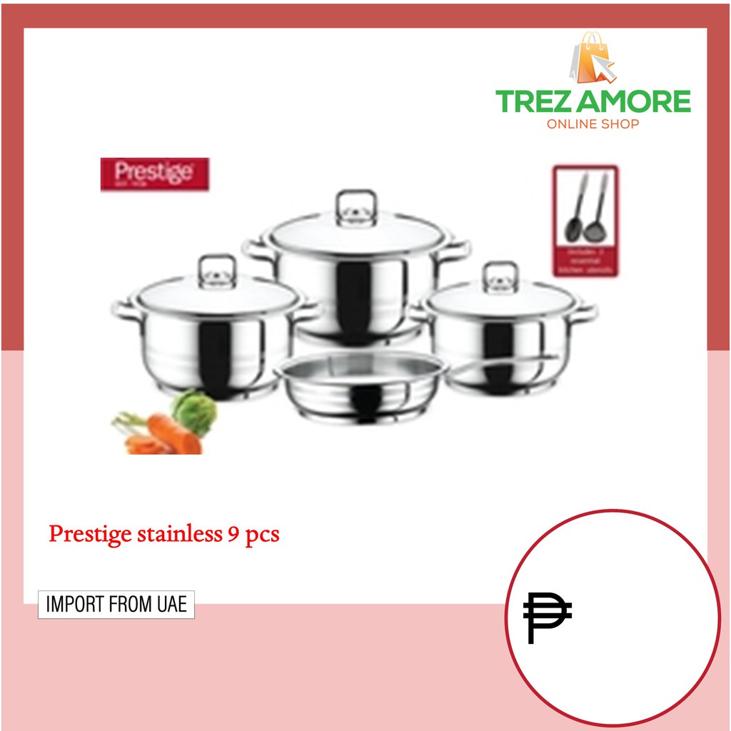 PRESTIGE STAINLESS STEEL COOKWARE 9PCS IMPORTED FROM DUBAI UAE Shopee