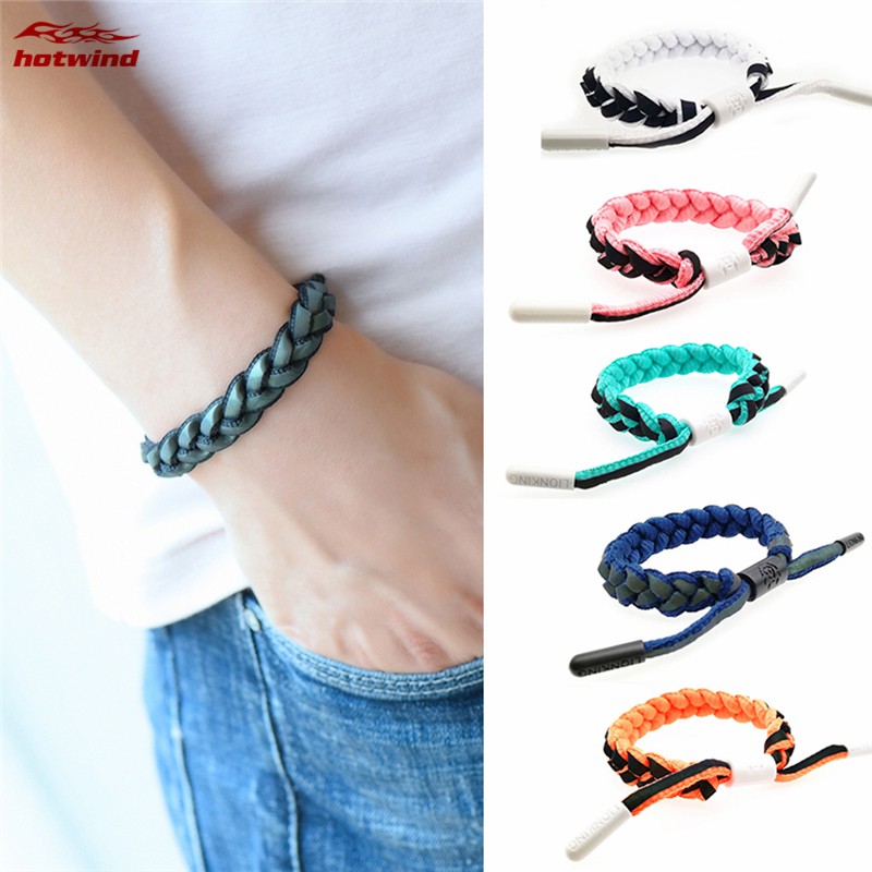 HW Shoelaces Men Woven Bracelet Black Couple Wristband Lightweight