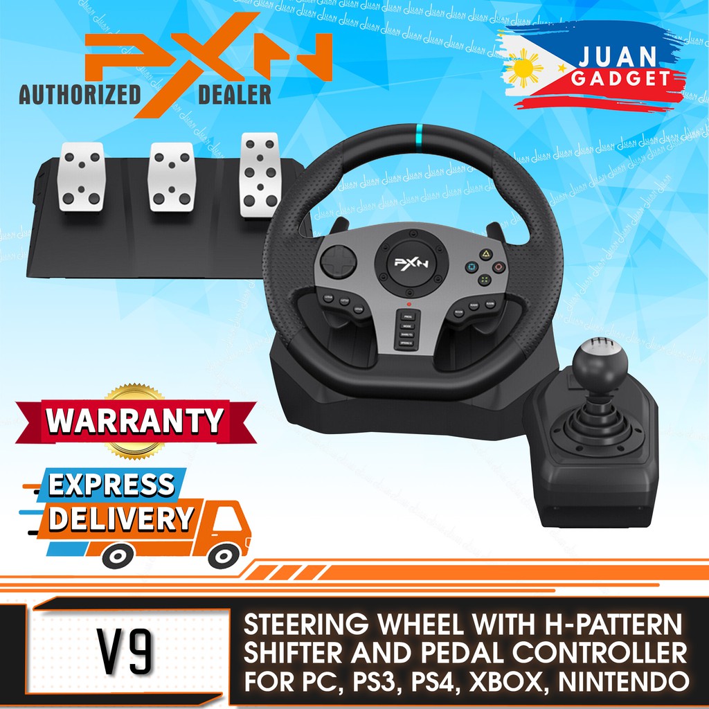 PXN V9 PC Driving Wheel, 900 Degree Vibration Racing Steering Wheel Set