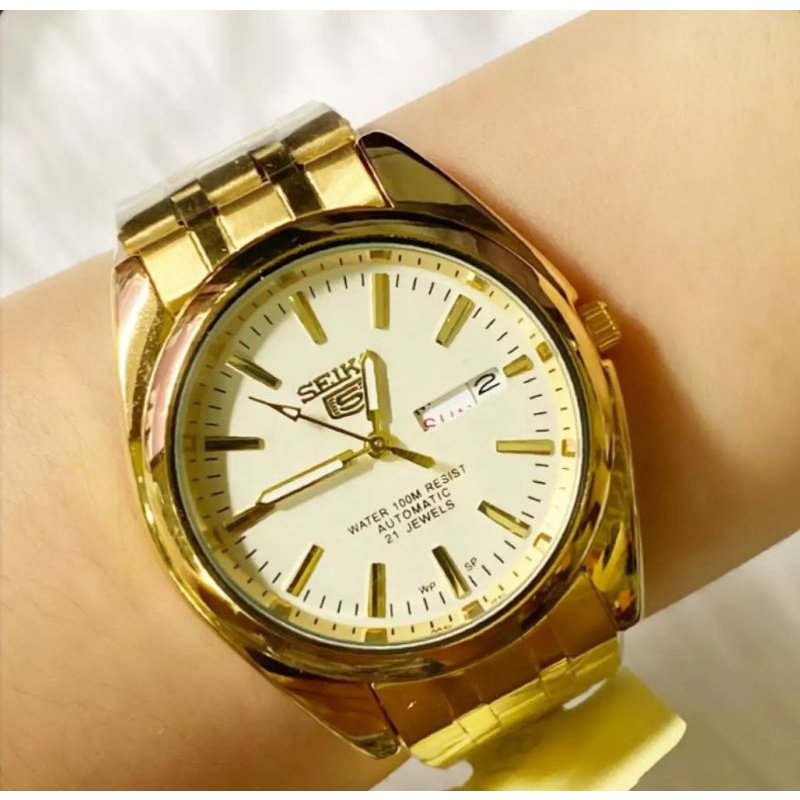 Seiko watch for men and women automatic hand movement with date and day