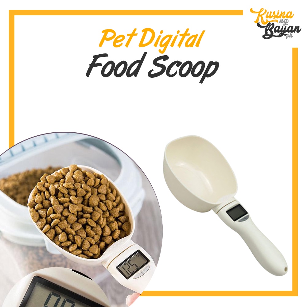Digital Pet Food Scoop Scale White Measuring Cup Dog Cat Detachable Food Scooper LCD Display