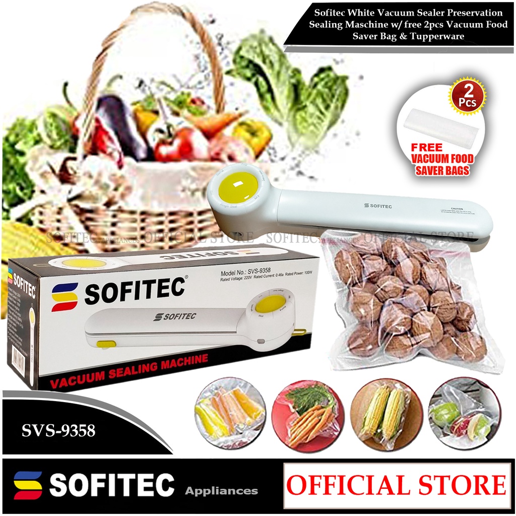 Sofitec White Vacuum Sealer Preservation Sealing Machine w/ free 2pcs
