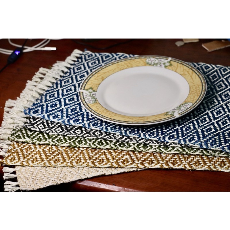 Abaca placemat diamond style in different colors 18x12 Shopee Philippines