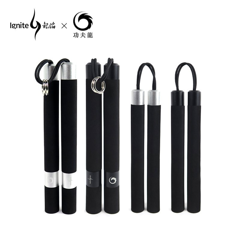 Silver Flame Kung Fu Dragon Joint Name Flame Dragon Nunchucks Sponge Safety Nylon Tube Solid