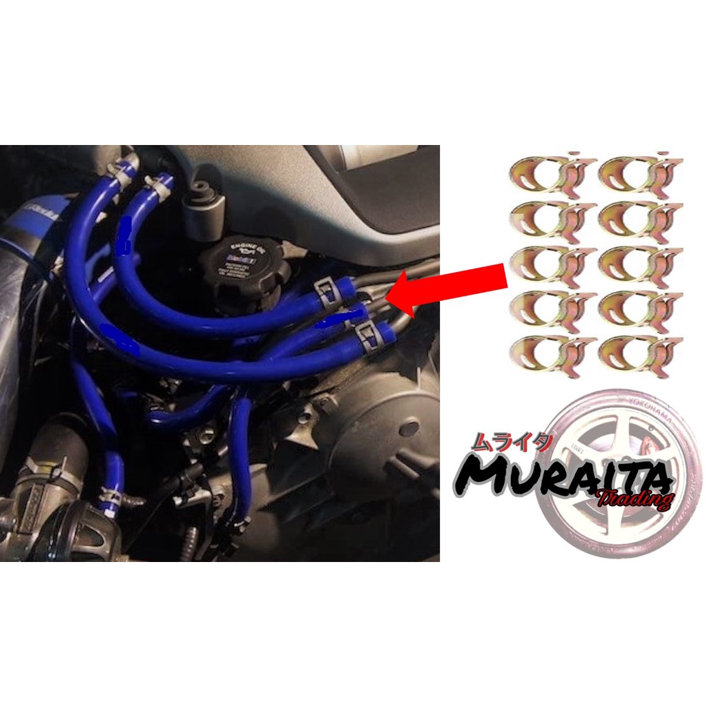 Hose clamps 10 pcs set Vacuum lines 3mm, 4mm, 6mm and 8mm Samco Hoses