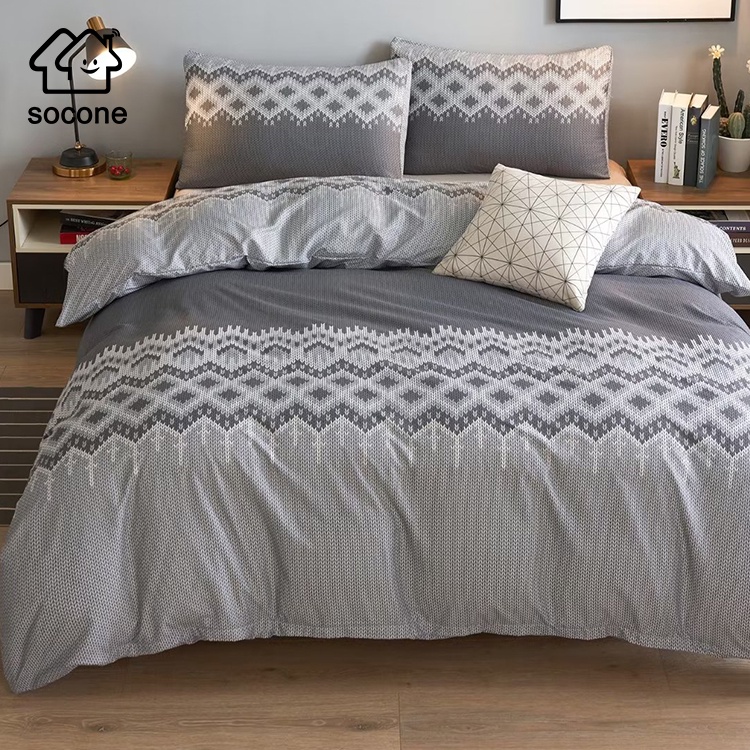 Socone 3IN1 Elegant Design Double Size Bedsheet Set 54*75+7.8 Fitted