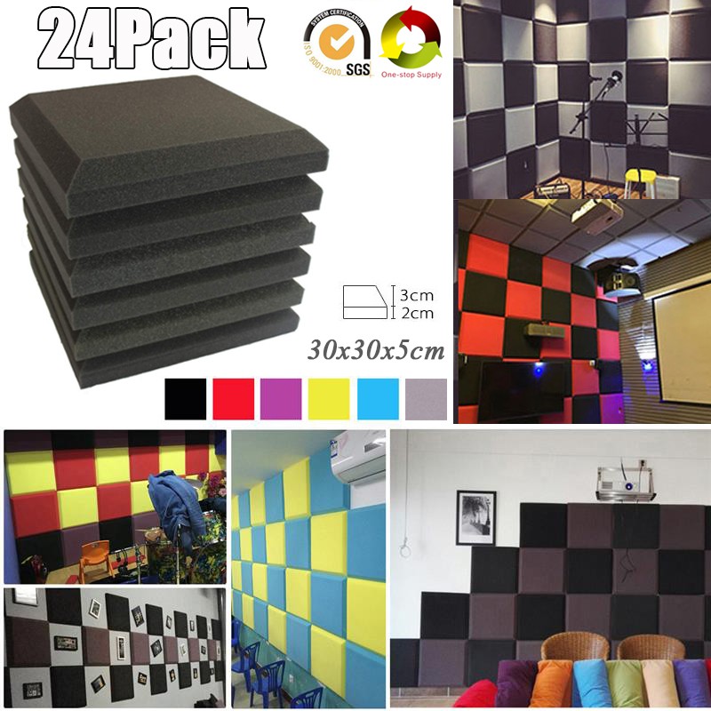 (24Pack) Acoustic Sound Absorbing Foam Studio KTV Sound Treatment