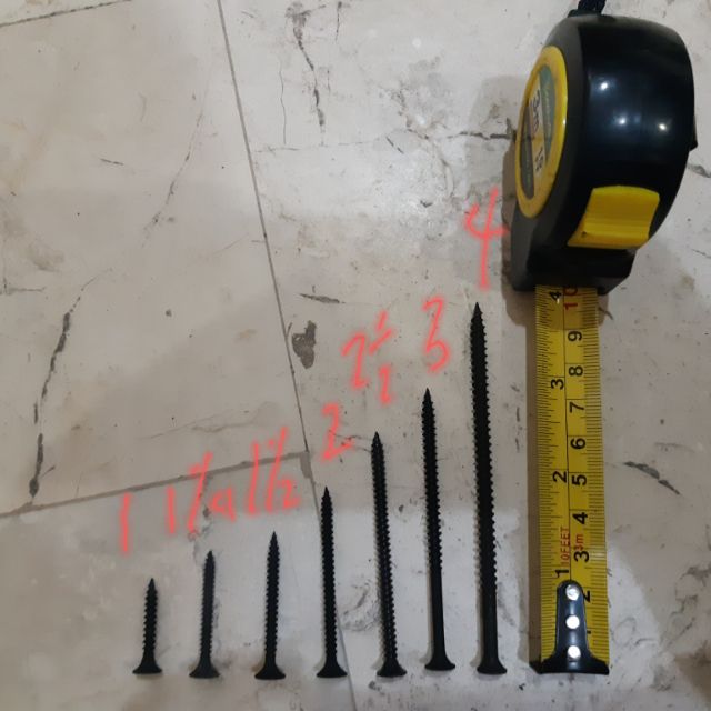 Black Screw Wood Screw Pointed (per 20 pcs) 1 , 1 1/4, 1 1/2, 2